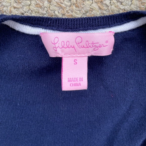 Lilly Pulitzer Ainsley Sweater True Navy Coral Size Small - Picture 2 of 5